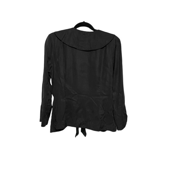 Isabel Women's Top Blouse Ruffled Front Tie Black Size Medium - Picture 4 of 5